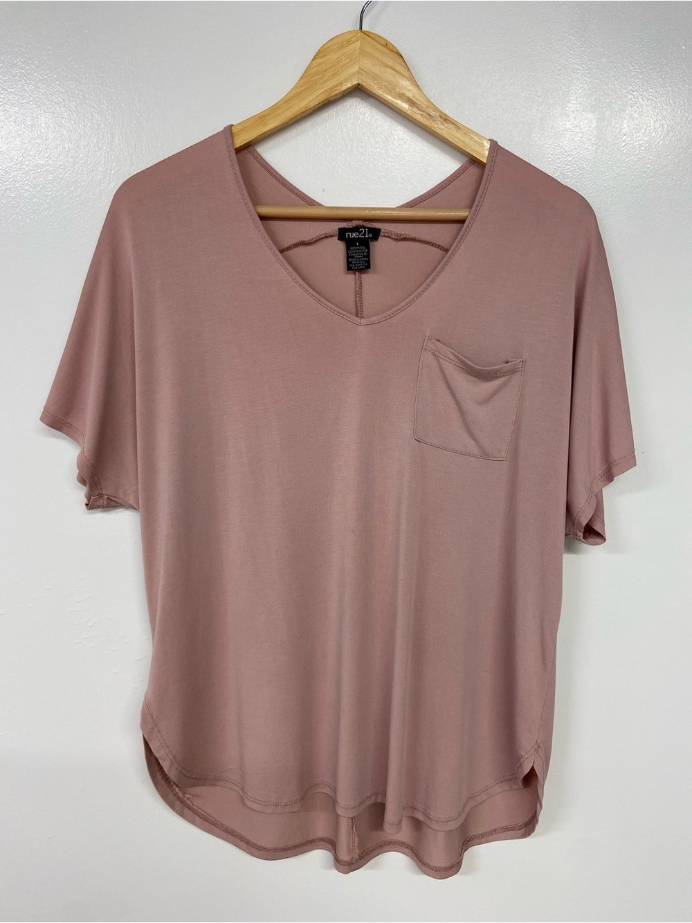 Rue21 Mauve Dolman High Low Short Sleeve Pocket Tee Size L